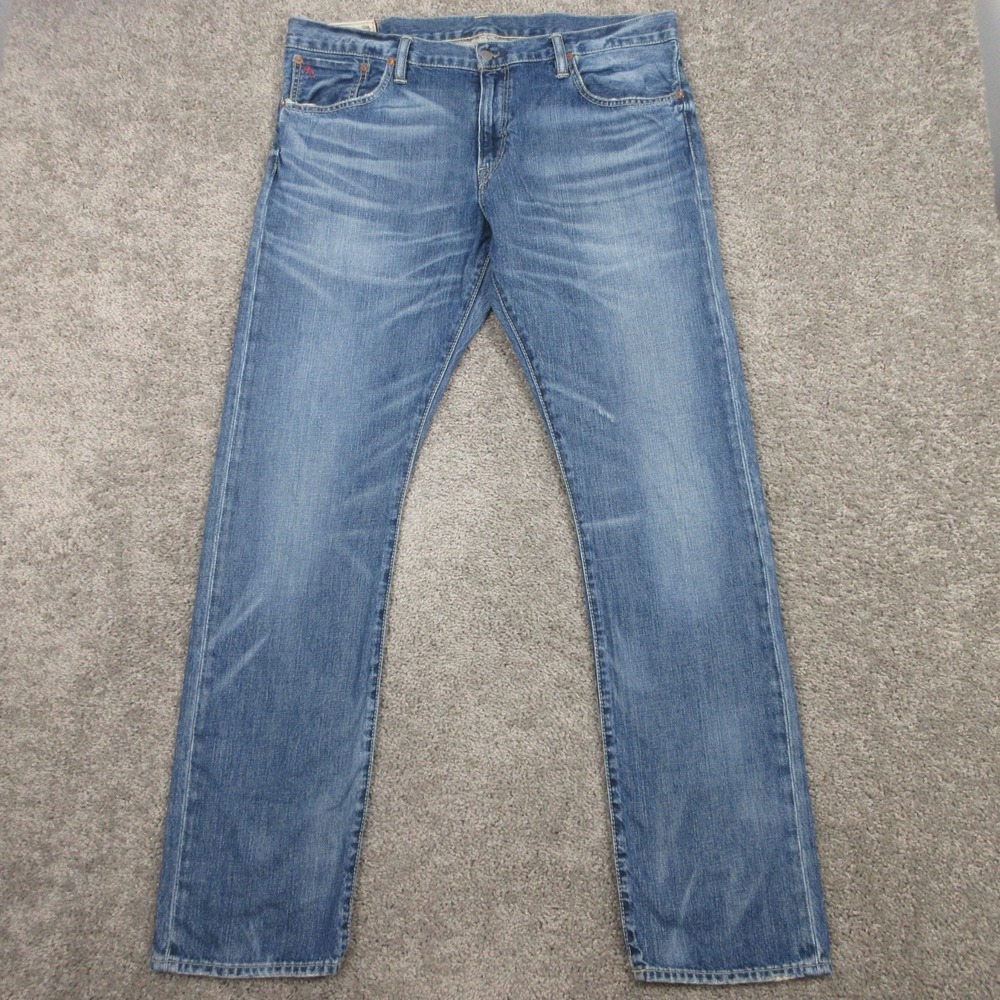 Polo Ralph Lauren Jeans Mens 36x34 Blue Varick Slim Straight Faded Denim Pants